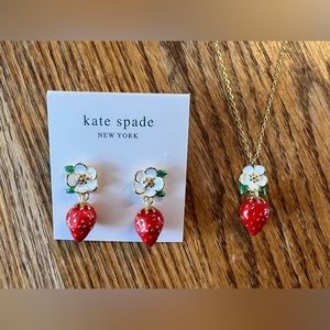 Kate Spade Picnic Perfect Strawberry Pendant Necklace + Earrings